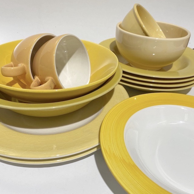 DINNERWARE, Contemporary Yellow Crockery Assorted